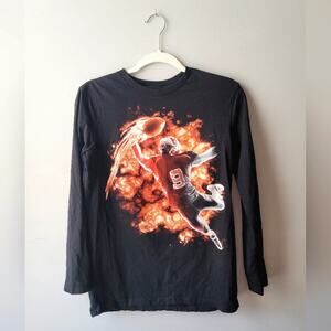 Children's Place Black Football Fire Long sleeve Shirt Size XXL (16)‎